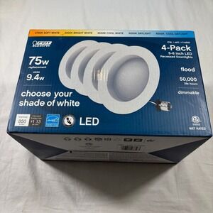 Feit Electric LED Recessed Downlights 5-6" White NEW 4-Pack 75W